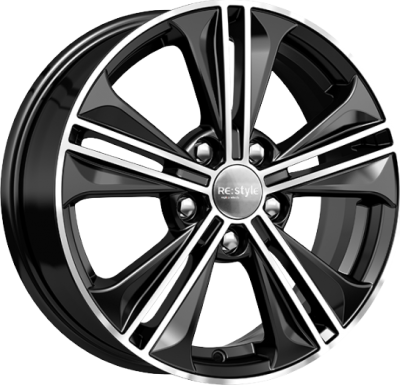 KDW KD1635 16X6 PCD5*114.3 ET43 DIA67.1 BLACK FRONT POLISHED